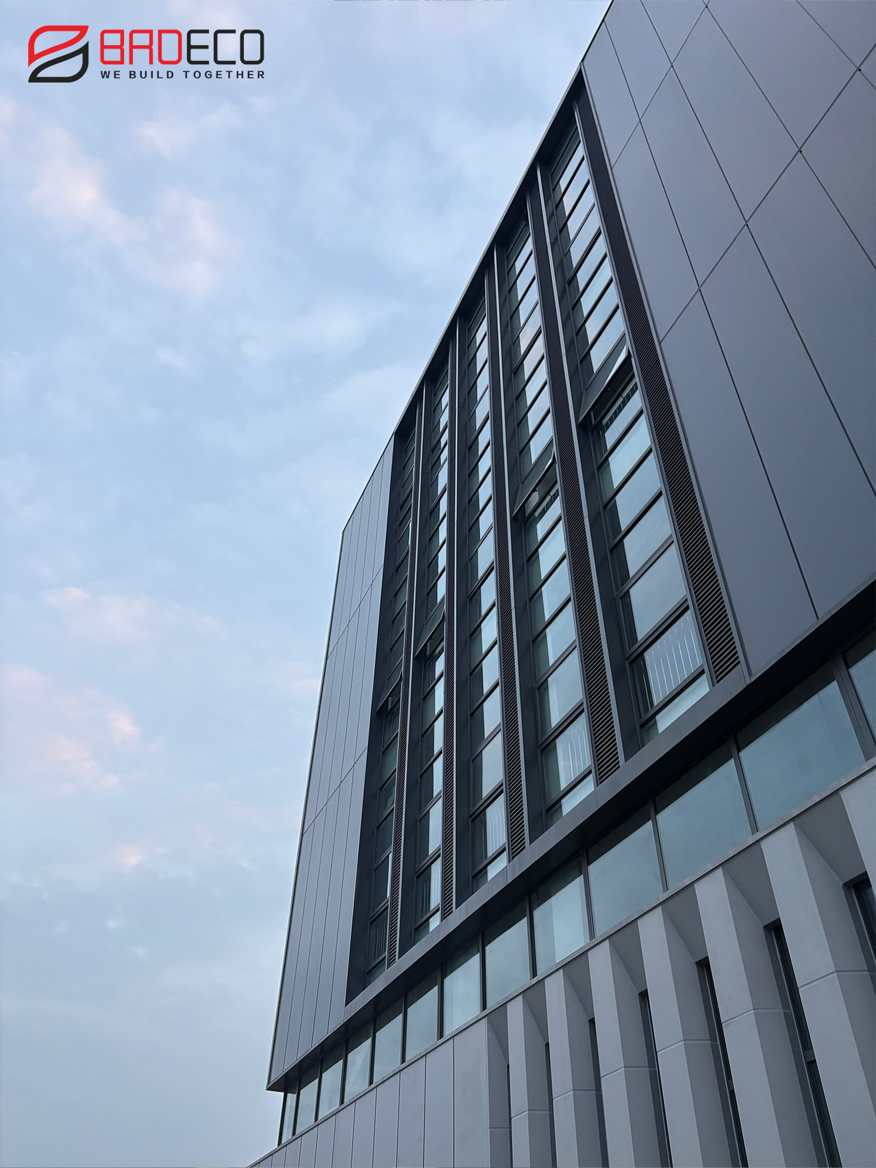 Close-up detail of BRD polyurethane edge-sealed rockwool sandwich panel showing fire-resistant insulated core