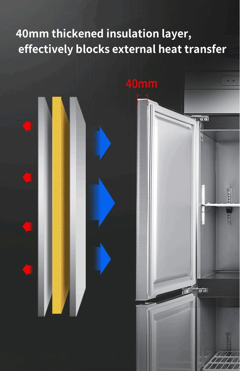Four Door Air Cool Upright Freezer/Chiller Dual-Temperature Stainless Steel Reach-In Refrigerator